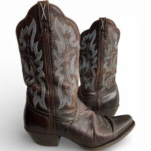 Twisted X Leather Snip Toe Brown Blue Western Cowgirl Cowboy Boots Women's 10 B